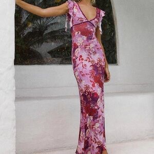 NWOT Soleila maxi dress purple multi.